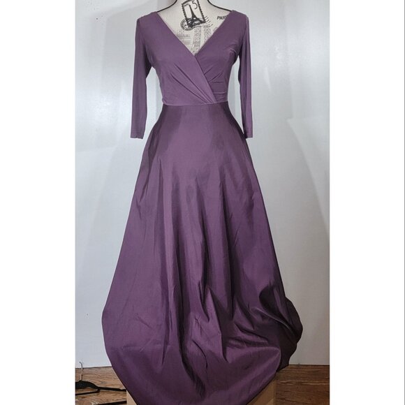 ALFRED SUNG Purple Wrap Top Gown, V-neck, Women's Size 2 - Small - Picture 2 of 8